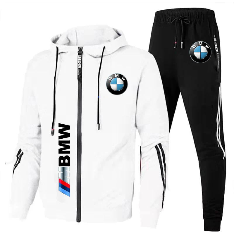 2024 New Trendy BMW Logo Print Tracksuit Casual Oversized Men Hooded Sweatshirt+Pants 2 Piece Sportswear BMW Men\'s Clothing Sets