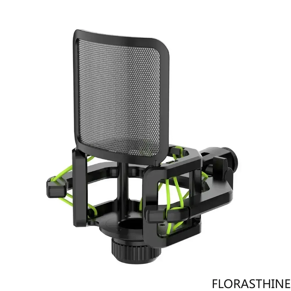 Microphone Shock Mount with PopFilter, Universal Shock Mount for 21-62mm Mic Diameter Anti-vibration Integrated Popshield