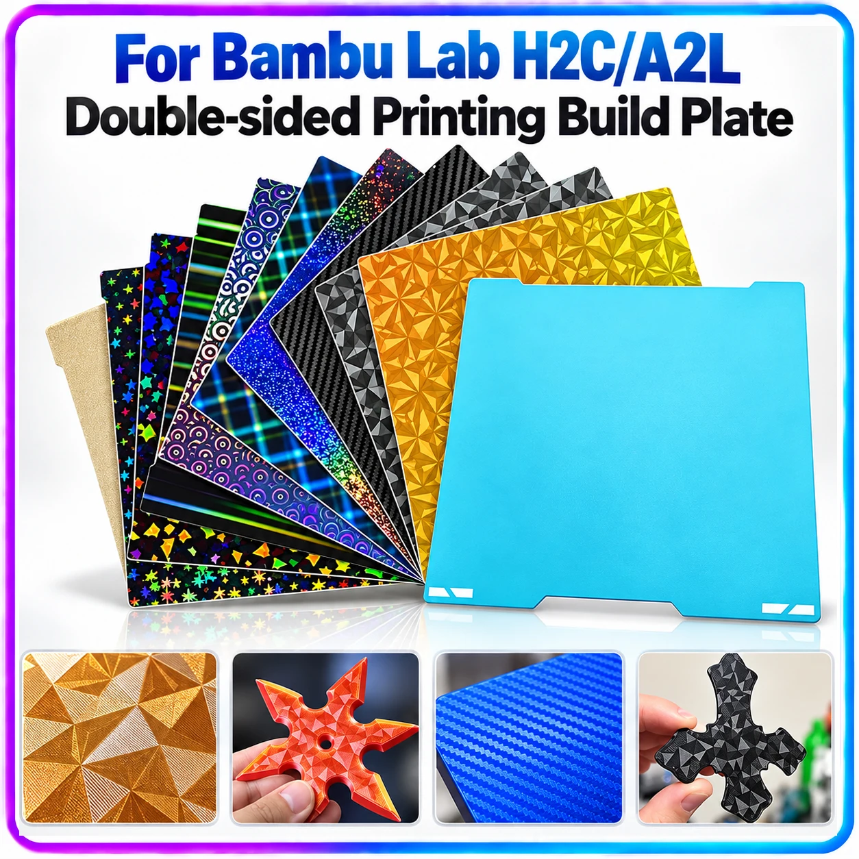 335x325mm Textured Smooth PEI PEO PET Magnetic Spring Steel Build Plate Heat Bed Sheet 3D Printer Parts for Bambu Lab H2C A2L