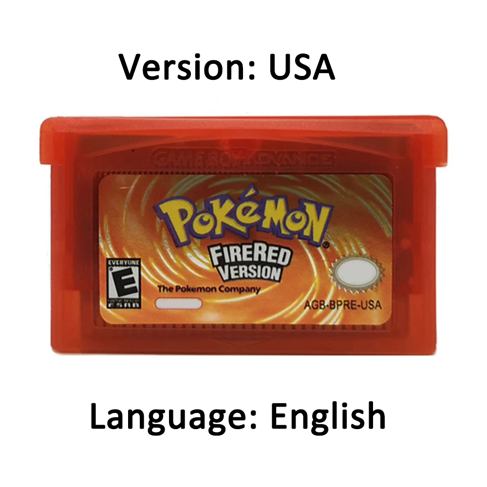 GBA Game Cartridge Emerald FireRed LeafGreen Ruby Sapphire Shiny Label 32 Bit Video Game Console Card