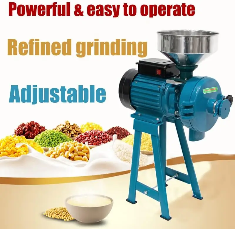 H&Zt 110V Electric Corn Grinder Machine, 2 In 1 Grain Mill, 3000W Flour Corn Mill Cereals Grinder, Milling Rice Wheat Grain