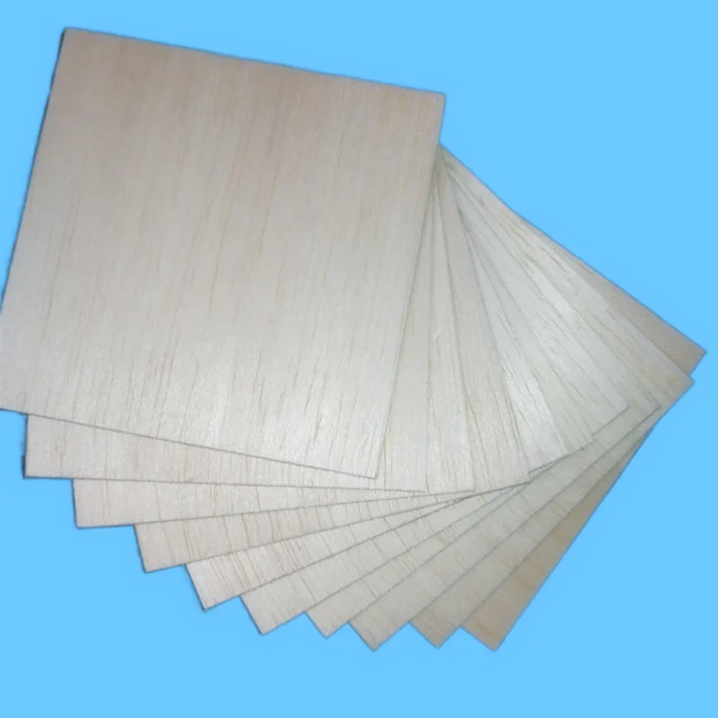 Lot de 5 planches de bois balsa, 100mm de long, 100mm de large, 0.75/1/1.5/2/2.5/3/4/5mm, optique pour projet de bricolage, accessoires artisanaux