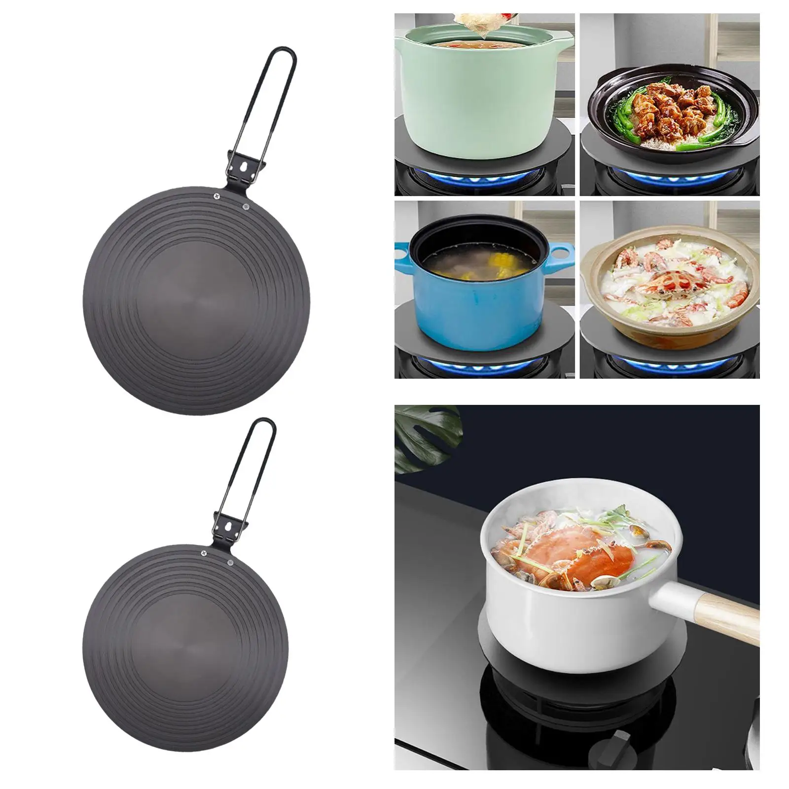 Foldable Gastop Heat Diffuser Plate with Handle/ Aluminum Heat Conduction Plate/ for Glass Cookware Coffee Cooktop