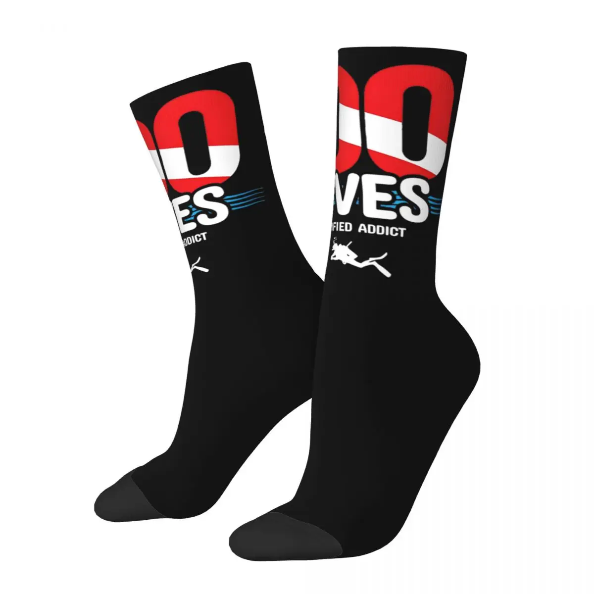 Certified Scuba Diving 100 Dives Down Socks Men Women Fashion Socks Harajuku Spring Summer Autumn Winter Middle Tube Socks Gifts