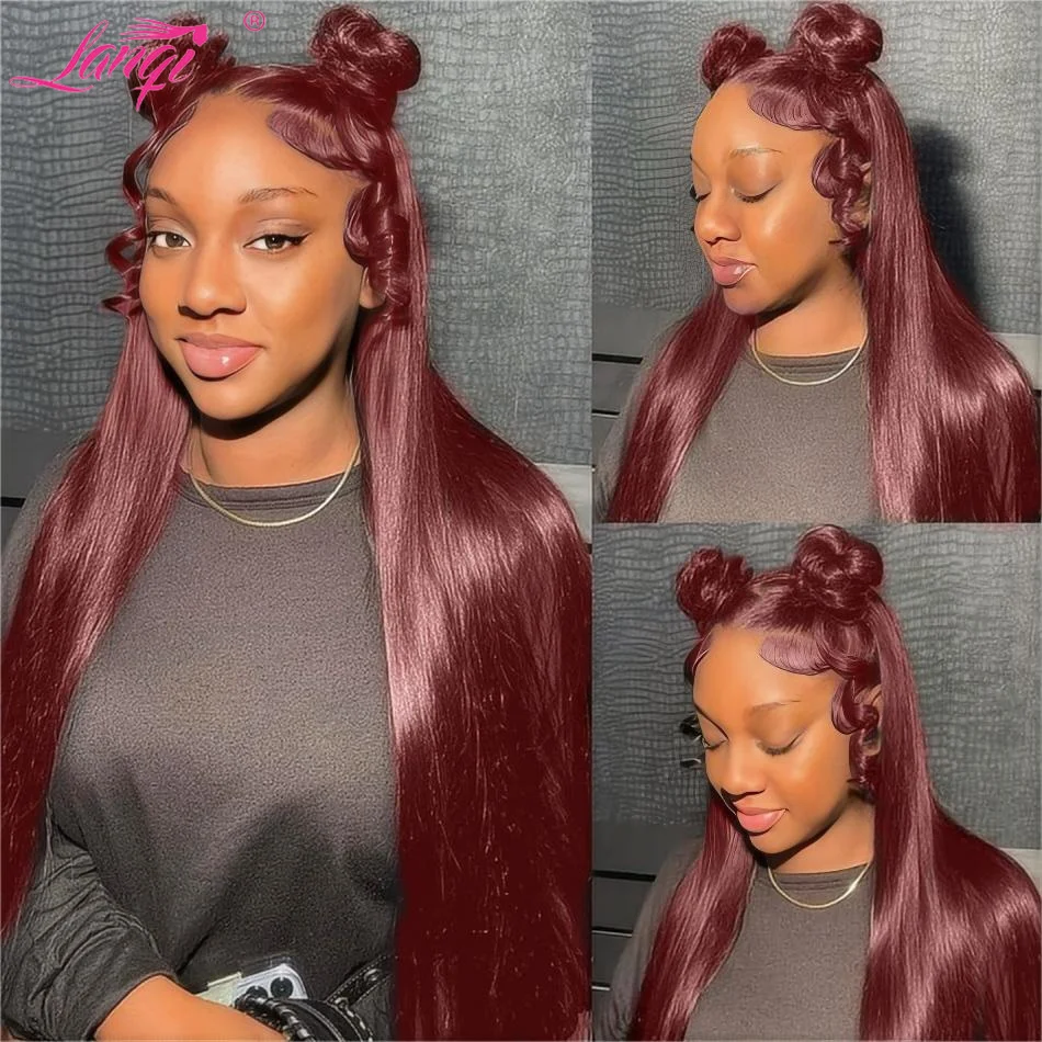 Reddish Brown Straight Wigs13x4 Transparent Lace Frontal Wig Human Hair Lace Front Wigs for Women Colored 180 Density Wig