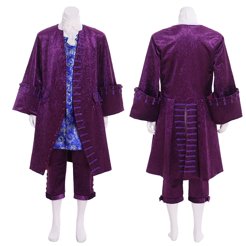 

18th Century Adult Men Rococo Victorian Purple Ball Gown Costume Georgian Period Evening Dress Set High Quality Vintage Suit