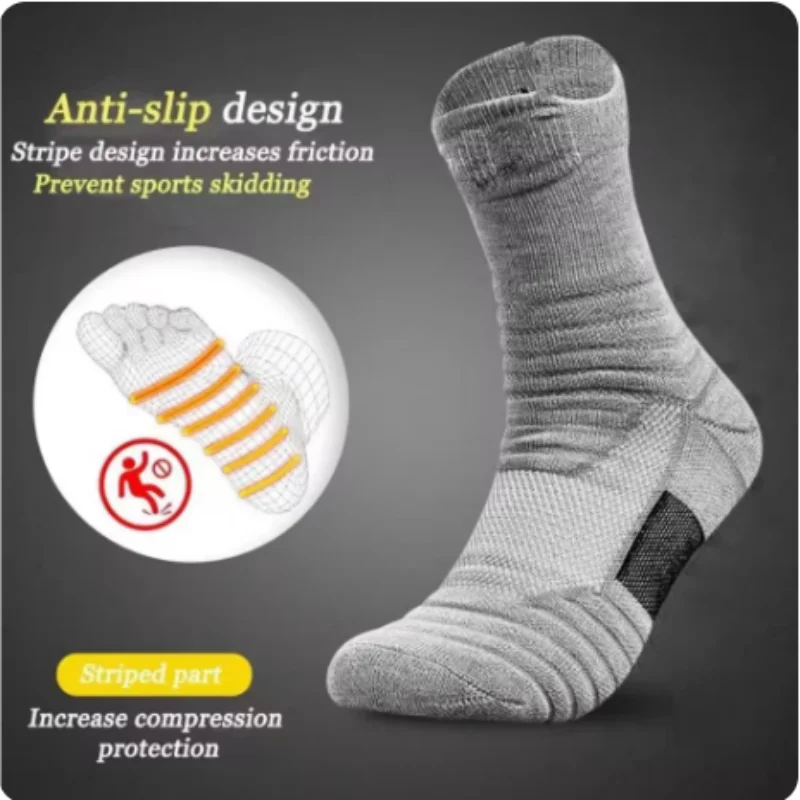 3pairs/Lot Men\'s Socks Compression Stockings Breathable Basketball Sports Cycling Socks Moisture Wicking High Elastic Tube Socks