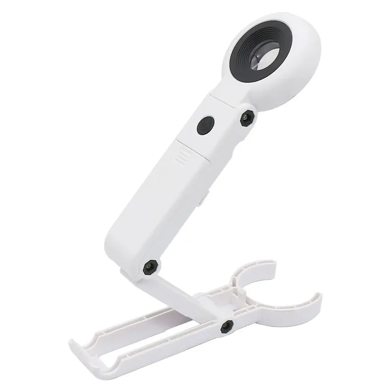 20X Dual-circuit Desktop Magnifying Glass Handheld Folding Magnifier 6 LED Light 21mm Lens Loupes for Stamp Jewelry Observation