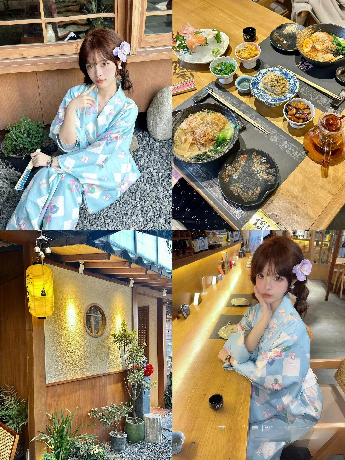 جديد وصول كيمونو المرأة زهرة زرقاء نمط لطيف فتاة السفر التصوير الفوتوغرافي الزي الياباني التقليدي