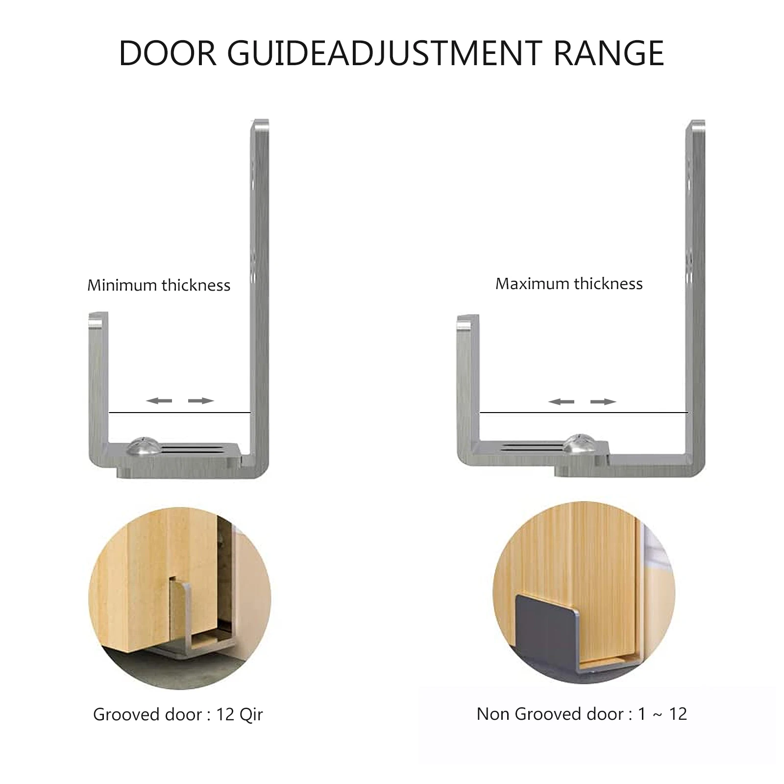 

2Pcs Sliding Barn Door Track Hardware Stainless Steel Bottom Floor Guide Adjustable Stay Roller for Smooth Quiet Operation No