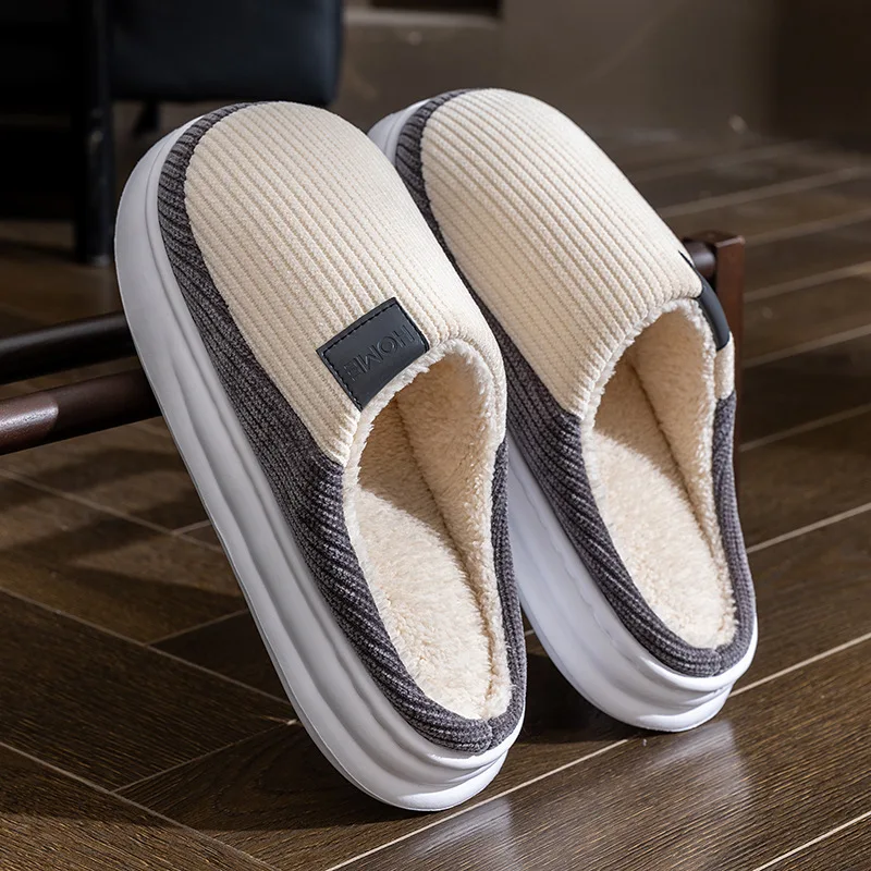 

Winter Indoor Slippers Women's and Men Casual Soft Comfortable Anti-slip Thick Sole Warm Cotton Household Slippers Zapatos Mujer