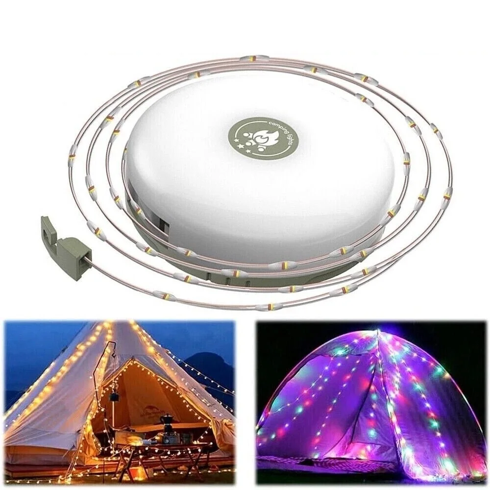 

10m 2in1 LED Camping String Lights Portable Stowable Retractable Fairy Light AU