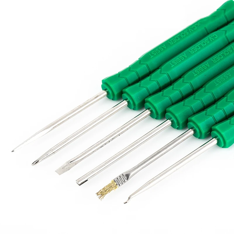 6ชิ้นอุปกรณ์ช่วยในการดูดตะกั่วบัดกรีแผงวงจรเครื่องมือเสริม SOLDER Las เครื่องมือซ่อมแซมอุปกรณ์ทำความสะอาดกล้อง PCB