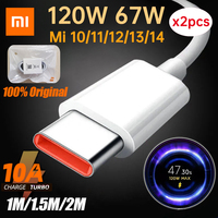 Xiaomi Original Usb Type C Cable 120W 67W Turbo Fast Charger Mi 15 14 13 12T Pro 12 11 Ultra Poco X6 X7 Redmi Note Black Shark 5