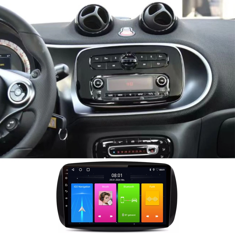 

Android 9-inch car radio with carplay PIP GPS Navigation for Smart Fortwo II Cabriolet Coupe 453 2016/07-2024/12 A4539008502