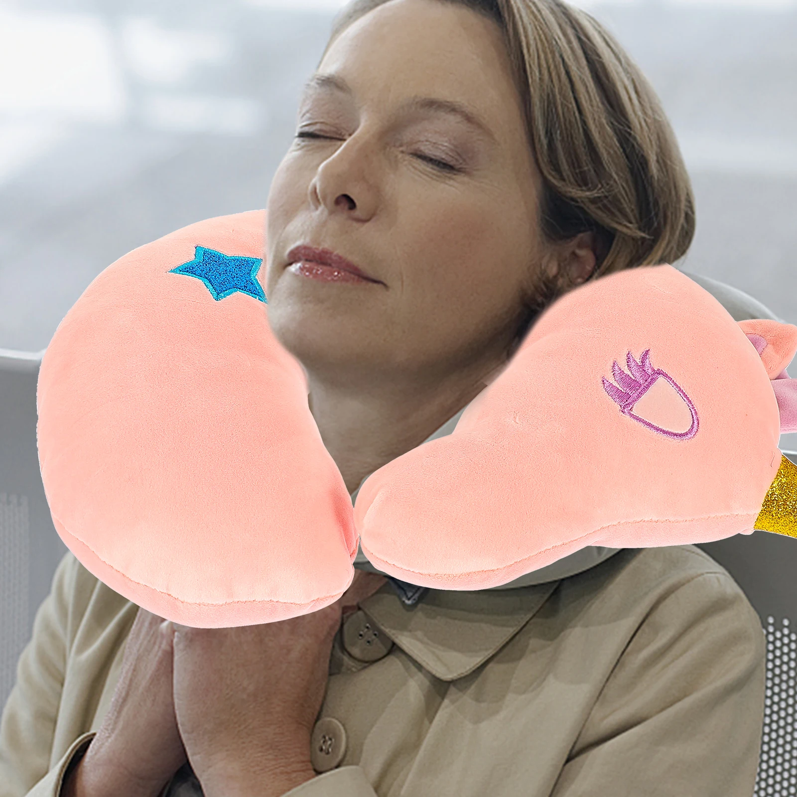 

Cartoon Unicorn Neck Pillow Portable Travel Kids Cervical PP Cotton U Shaped Sleeping Support Comfortable Soft