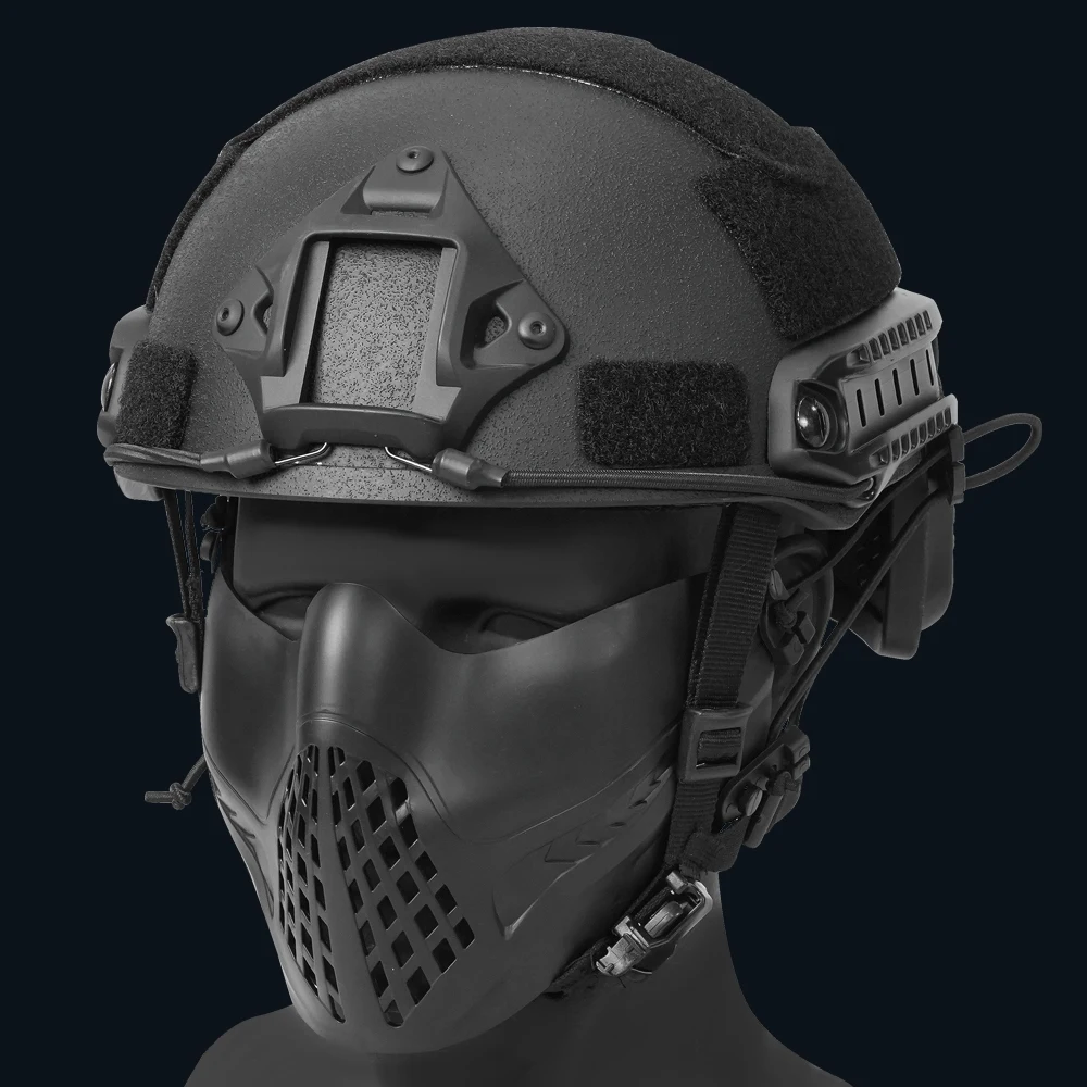 BOOIU Tactical Half Face Mask Nylon Mesh Breathable Double Ribbon Adjustable Wargame Hunting Paintball Airsoft Protective Masks