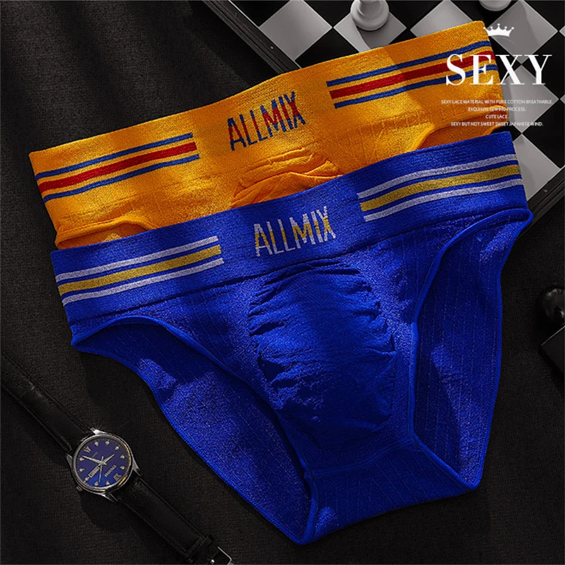 Sexy panties men Underwear Colorful Stripe Letter ropa interior hombre Three Dimensional space Seamless One Piece Sports Briefs