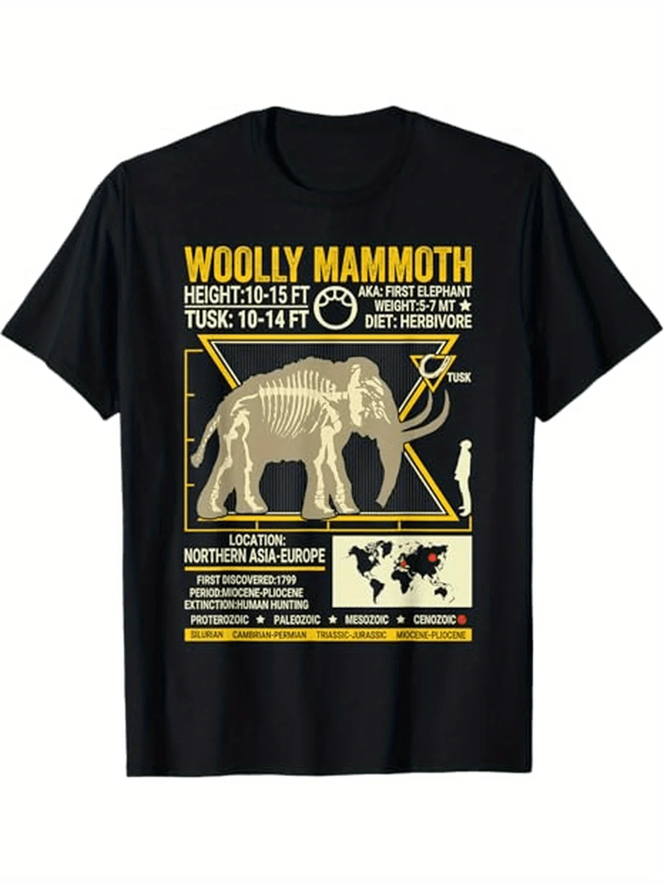 Woolly Mammoth Science Anatomy Extinct Animal Lover Facts T-Shirt 100% Cotton O-Neck Short Sleeve Summer Casual Mens T-shirt