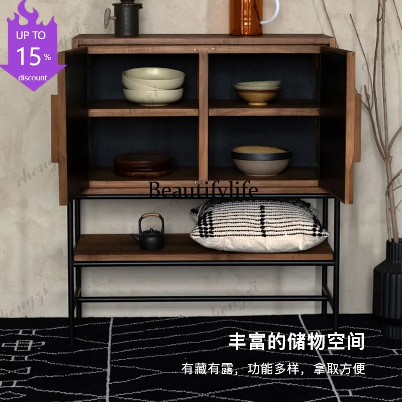 EE182 old teak furniture solid wood dining side cabinet against the wall integrated locker finished product half height