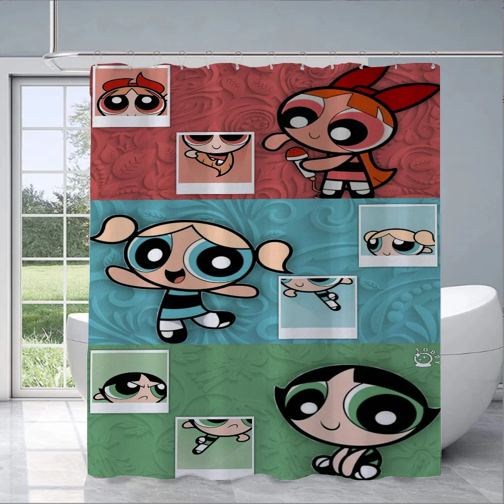 The Powerpuff Girls Shower Shower Curtain for Bathroom Folding Partition Curtains Accessories Bath Bedrooms Houses Rooms Quarto