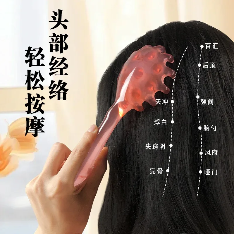 

4pcs Natural Stone GuaSha Jade Facial Beauty Scraping Massage Tools Back Scratcher Spa Handheld Meridian Massage Comb Hair Care