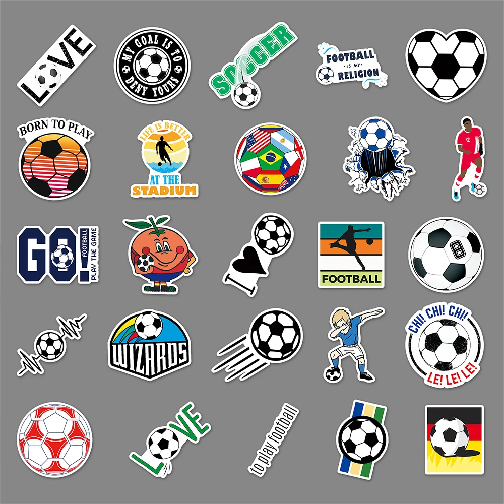 Autocollants de sport de football pour bricolage, scrapbooking cool, téléphone, ordinateur portable, voyage, bagages, voiture, casque, vélo, jouets, 10 pièces, 30 pièces, 50 pièces