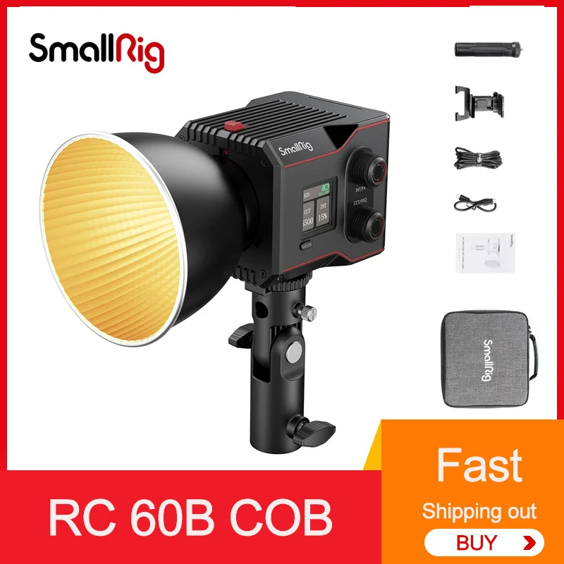 Smallrig RC 60B COB LED Video Light Lightweight Photography COB LED Video Light for Video Shooting With Handle Silicone Diffuser