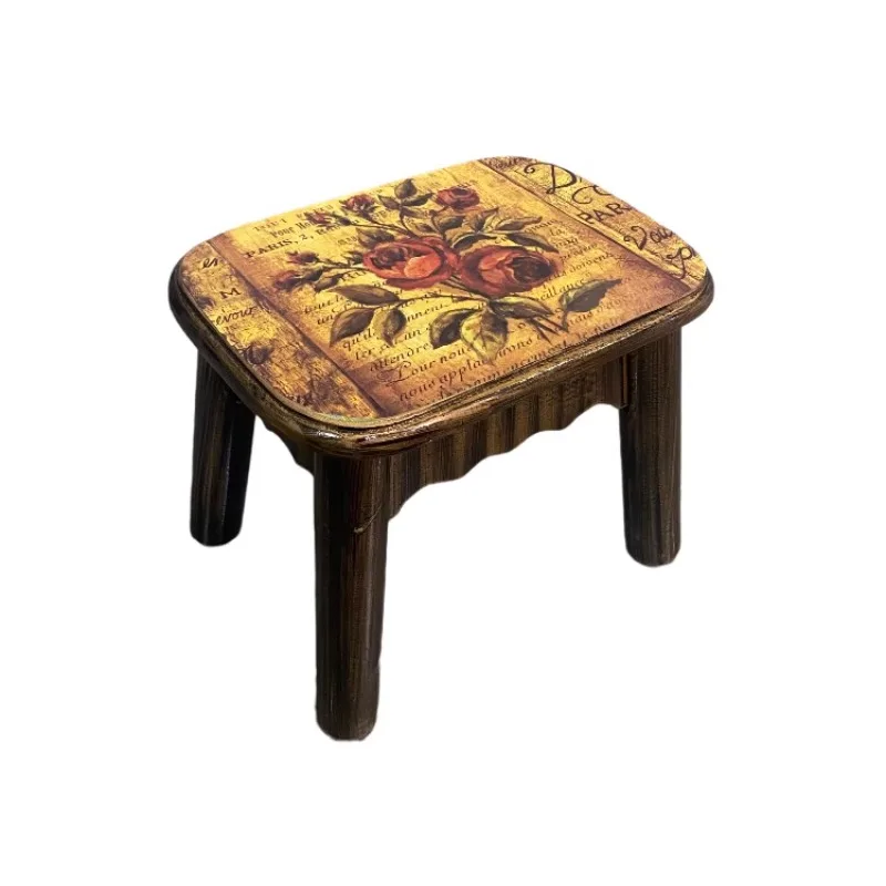 

American solid wood stool household living room sofa stool rectangular low creative candy low coffee table