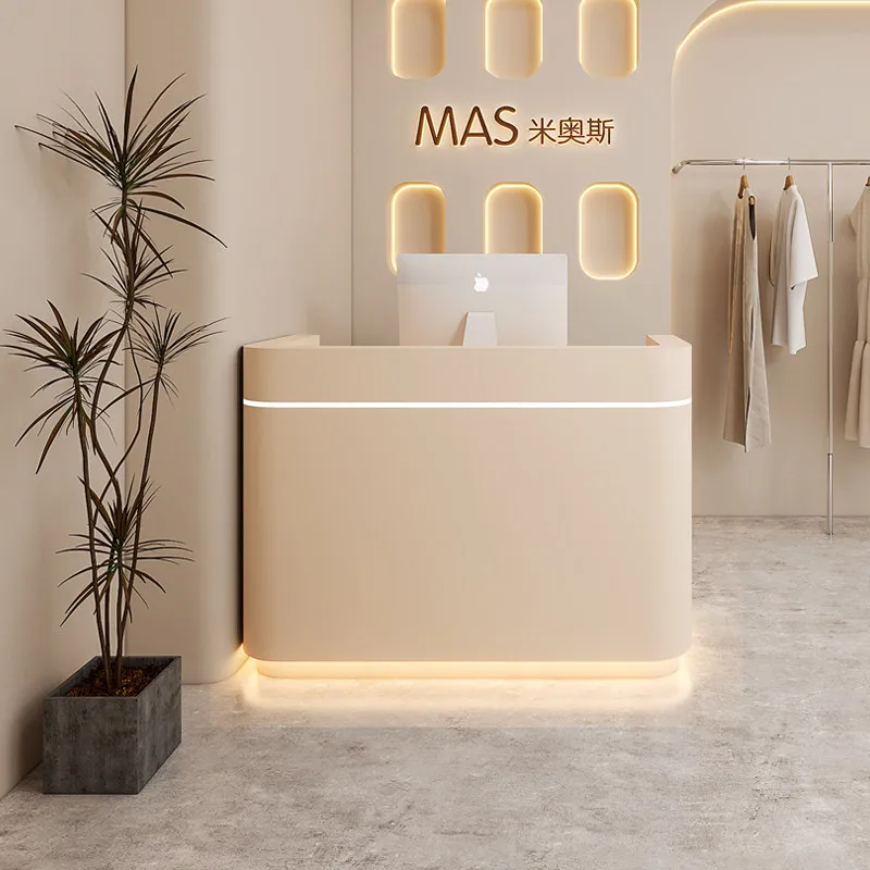 

Cream style modern simple small women's clothing store barber shop beauty salon checkout page counter shop bar