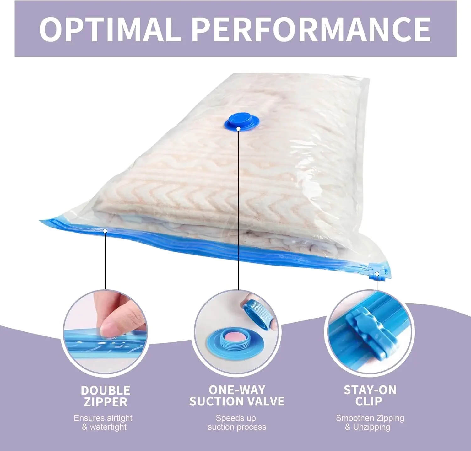 Vacuum Storage Bags Space Saver 80% More Compression Organizer Vacuum Sealer Bags with Travel Hand Pump for Blankets Clothes gallery 4