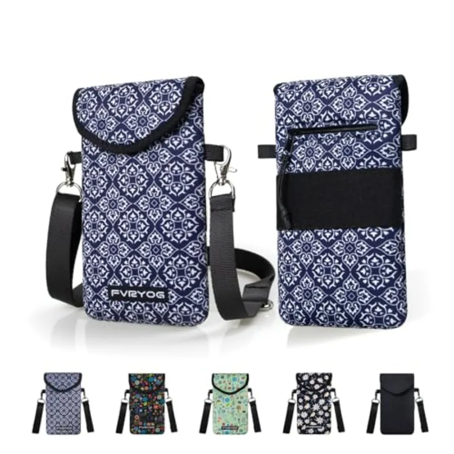 

Neoprene Phone Sleeve Pouch Case Bag for Men Women w/Crossbody Strap/Neck Lanyard for iPhone 17/16/15/14 Pro Max, Samsung S25Pi
