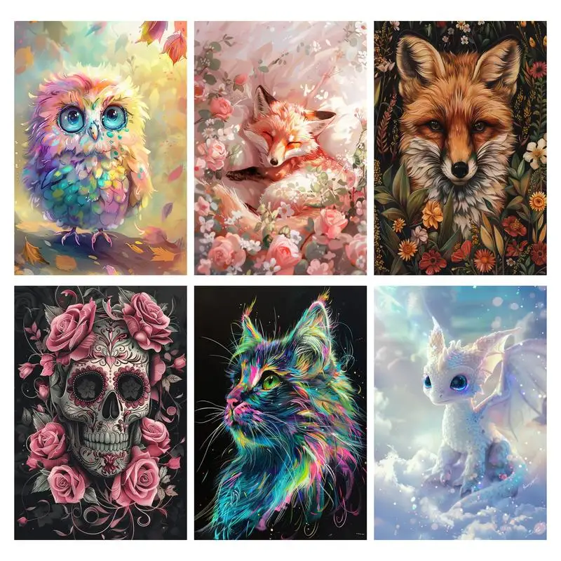 

RUOPOTY DIY Animal Diamond Painting Fox Full Square/Round Cross Embroidered Handmade Mosaic Home Decoration Children's Gift