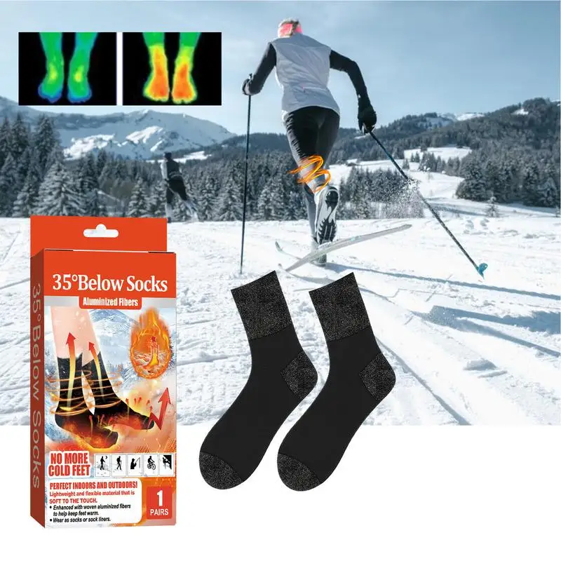 Winter Heated Socks Aluminized Fiber Thermal Skiing Socks Skin-friendly Breathable Outdoor Foot Warming Socks For Cycling