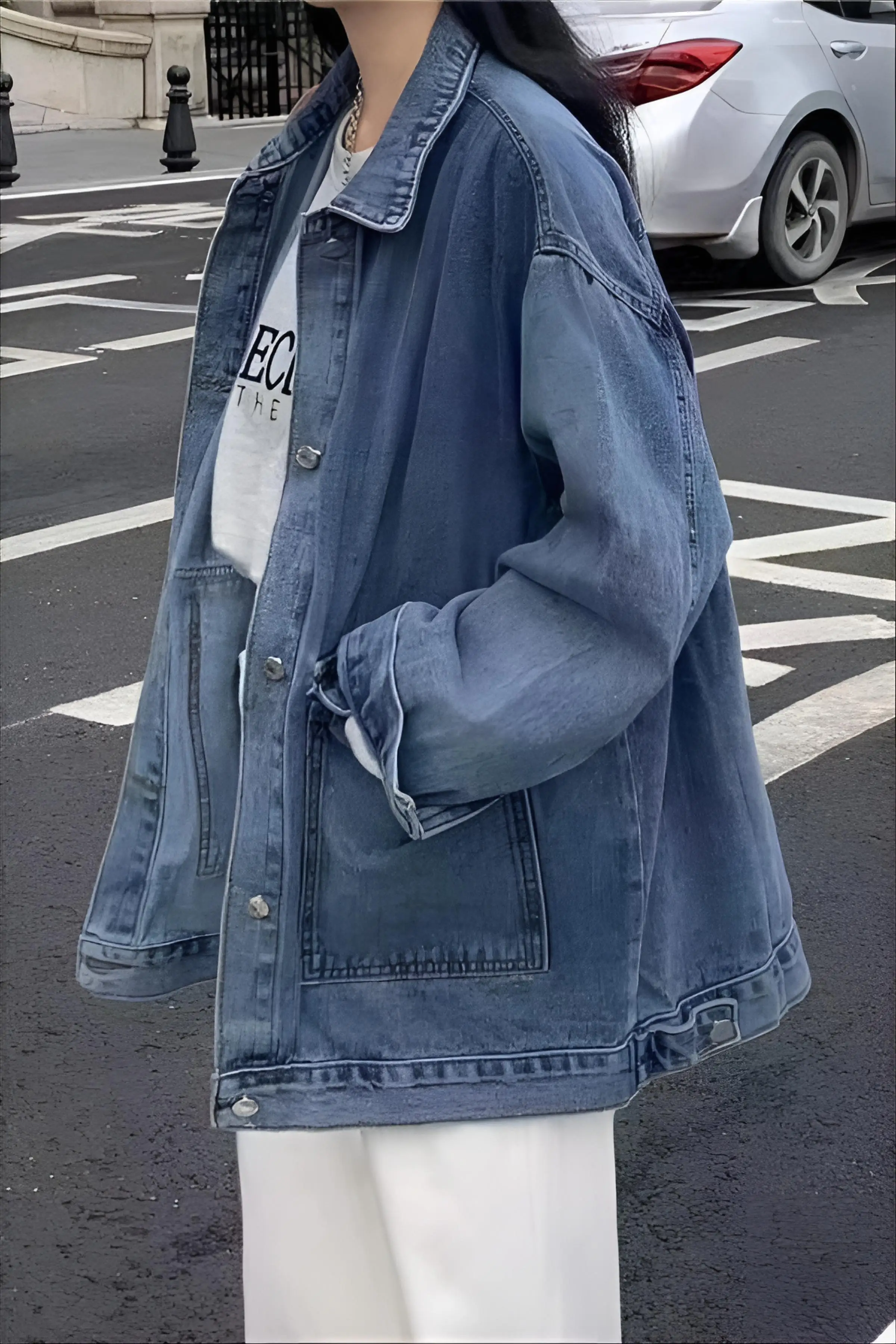 

Denim Coat And Fur Womens Spring Velvet Raglan O-Neck Balloon Sleeved Spliced Romantic Festival Sweet Kpop Lacework Baddie Style