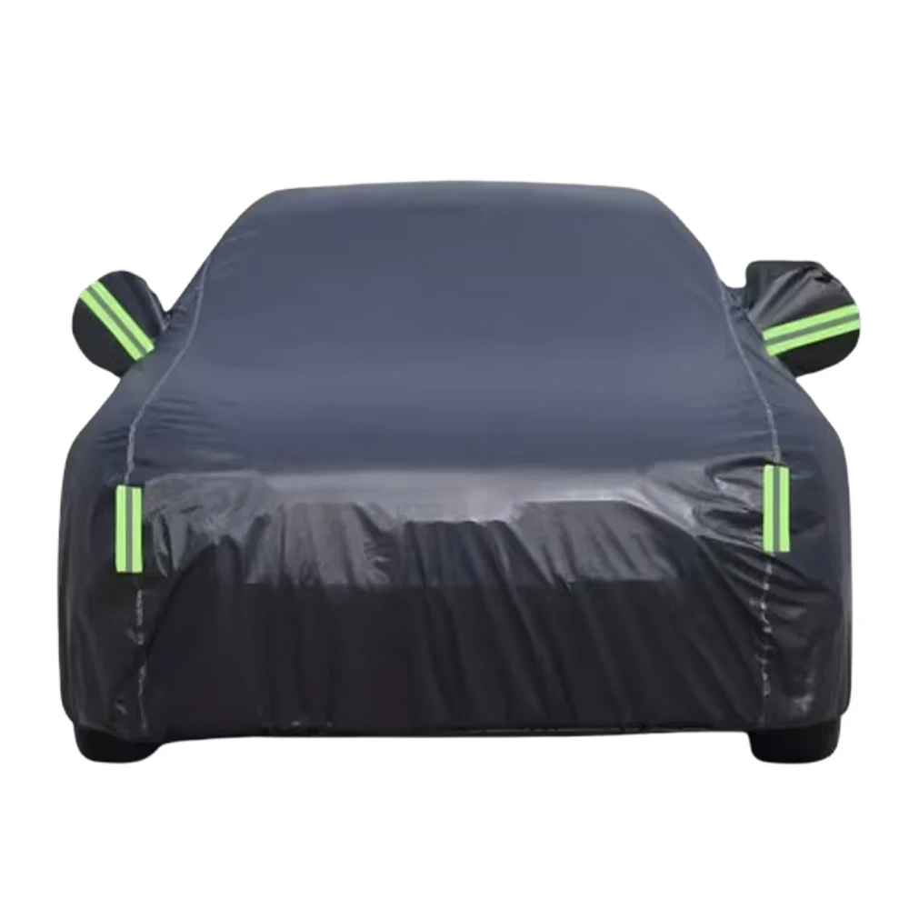 Housse de protection intégrale pour voiture en coton épais rembourré, noire, avec fermeture éclair, pour conduite à gauche, 4,7-4,9x1,9x1,5M, imperméable, coupe-vent, anti-neige, protection UV, toutes saisons, pour berline, avec bandes réfléchissantes