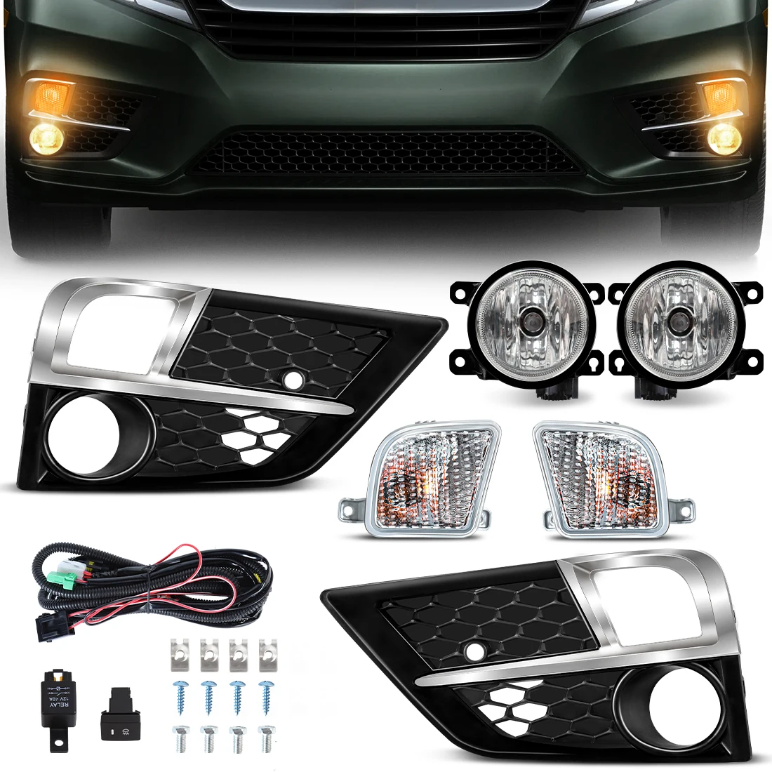 

For Honda Odyssey US Version 2018-2020 Fog light kit Daytime Running Light ABS Housing DRL Daylight Foglamps Car Accessories