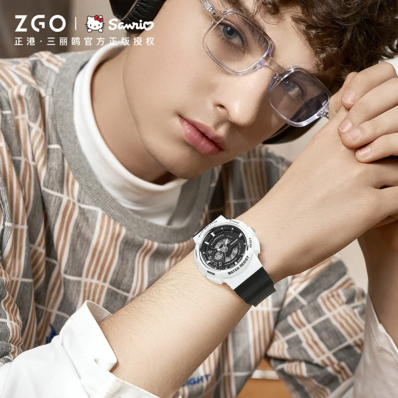 ZGO Sanrio Pochacco Kids Digital Watch for Boys, Multifunctional Dual Display Sports Waterproof Electronic Timepiece Gift 8573