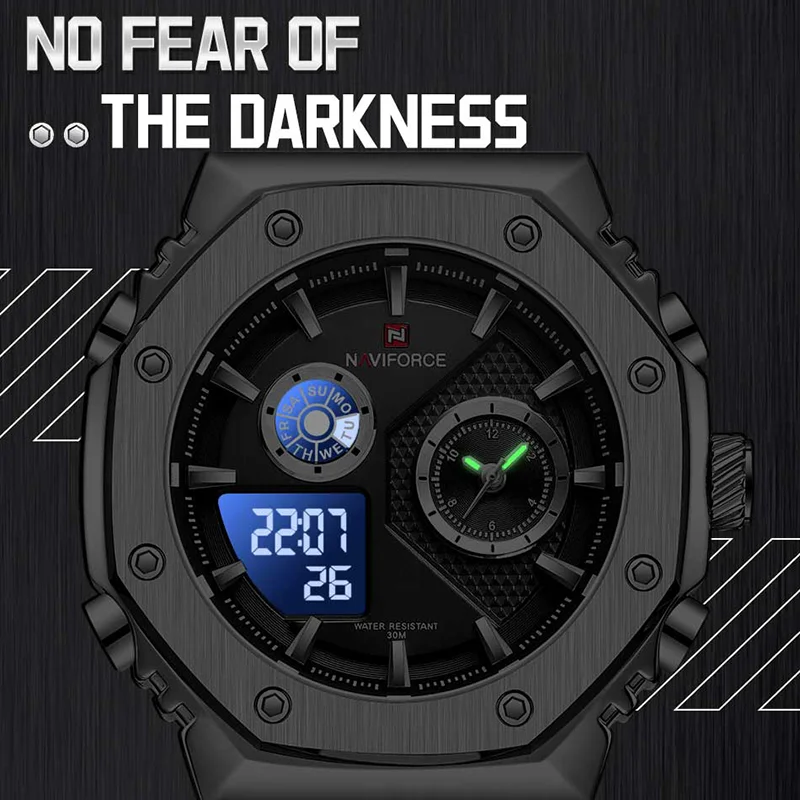 NAVIFORCE Brand Luxury Watches For Men Waterproof Fashion Sport Quartz Wristwatch Stainless Steel Strap Relogio Masculino 9216S