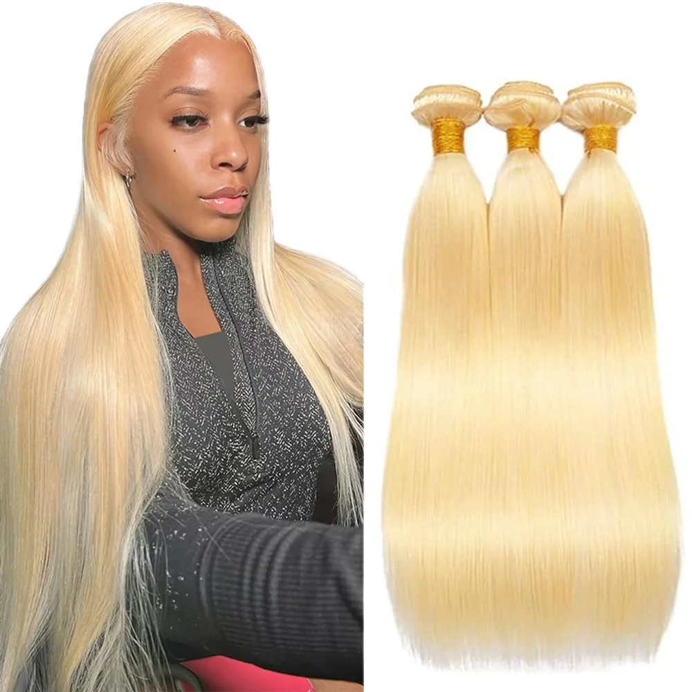 

613 пучков человеческих волос 12А, прямые светлые пучки человеческих волос, 100% необработанные бразильские девственные необработанные волосы, быстрое плетение