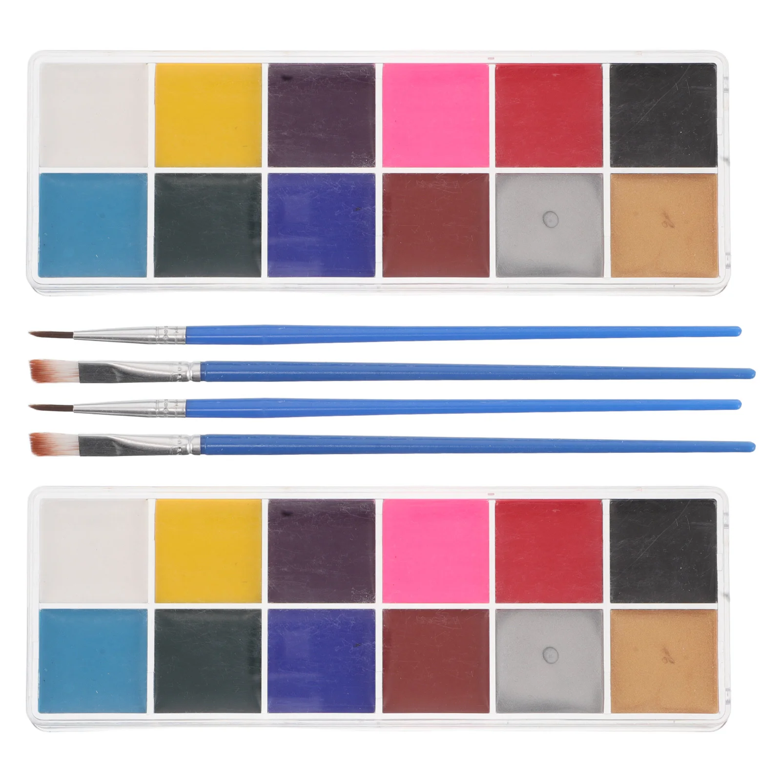 

2pcs 12-Color Face Paint Palette Water-Based Body Art Makeup Kit, Washable Face Body Painting Supplies For Kids Adults, Portable