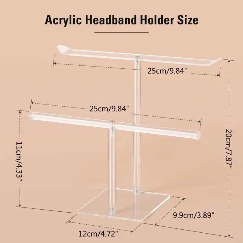 

R7UF Acrylic Headband Holder Hair Accessories Clear Stand for Girls Clear