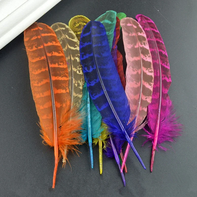 20 Stück natürliche Fasanfedern für Schmuckherstellung, Bastelarbeiten, 10–15 cm, Federverzierung, Hüte, Dekoration, Plumas, Karneval, Huhn – Detail 4