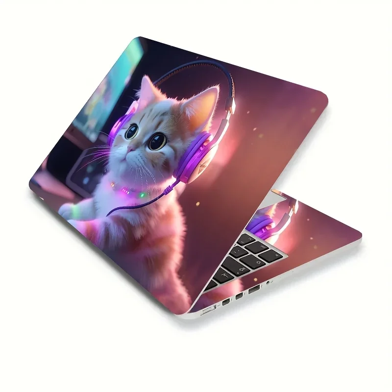 2 Pieces/Set Notebook Stickers Game Cat Design Suitable for 12-15.6-inch Notebook Scratch Resistant Self-Adhesive Decal