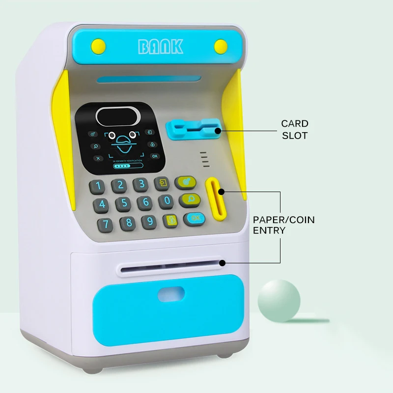 Electronic Piggy Bank Auto Scroll Paper Banknote Money Boxes ATM Machine Cash Box Simulated Face Recognition Gift for Kids