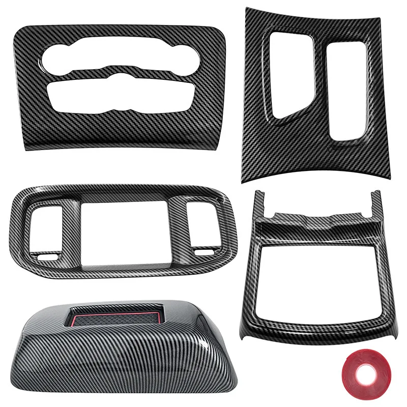 

5PCS Interior Trim Set Fit for Dodge Charger 2016-2021, Central Control Gear Shift And AC Vent Panel Frame Cover Car Accessories