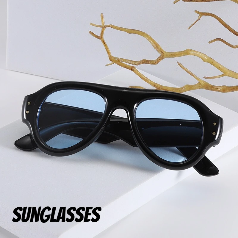 

SEAMERGO Men's Fashion Retro Large Frame UV400 Sunglasses Men's and Women's Trend Outdoor Ultraviolet Driving Sunglasses