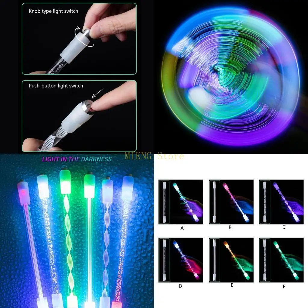 

Colorful Spinning Pen Finger Rotating Pen with LED Lights Anti-slip Detachable best sale