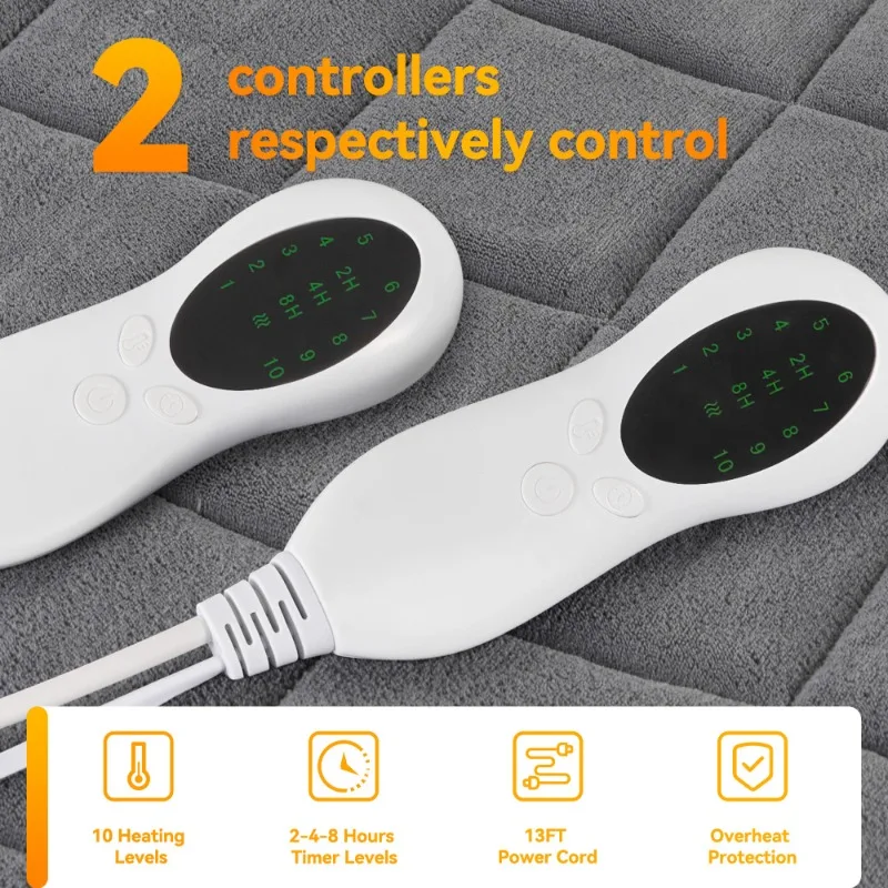 Коралловый флис, 10 режимов нагрева, автоматическое выключение, подходит для 18 глубоких карманов, которую можно стирать в машине, удобная функция таймера