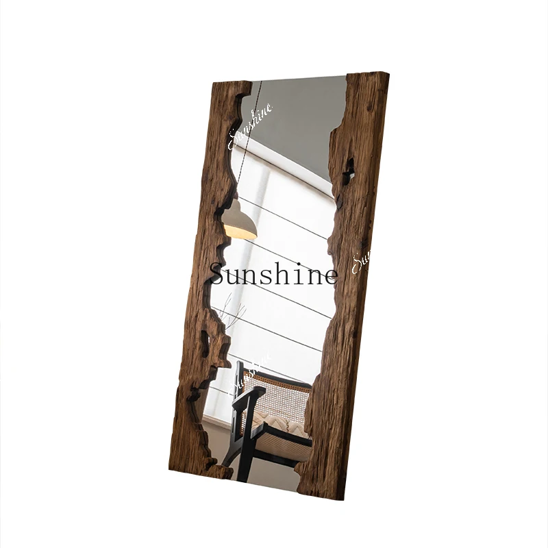 مرآة كلاسيكية من الخشب الصلب لكامل الجسم بطول كامل، مرآة ديكور منزلي إبداعية FT #2